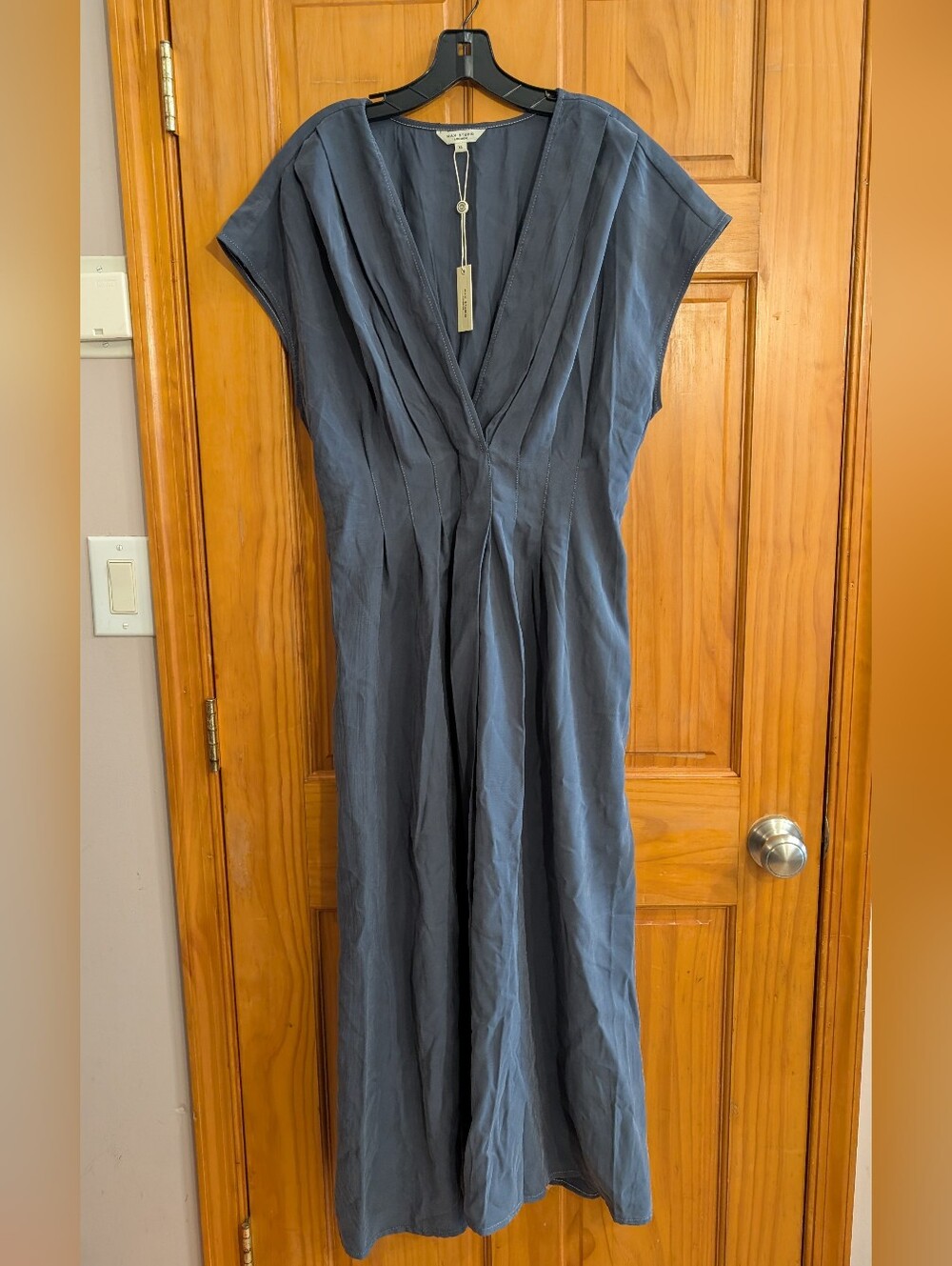 Max Studio Slate-Blue V-Neck Wrap Dress